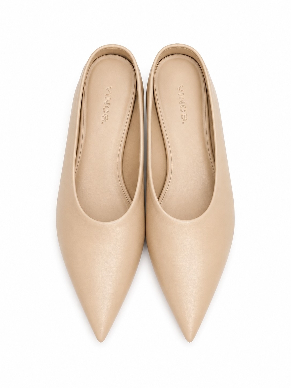 Vince Women's Pointed Toe Leather Flats in Beige